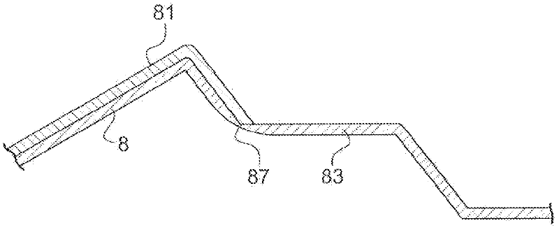 Automobile comprising front bumper with central portion extending as far as bonnet of said vehicle