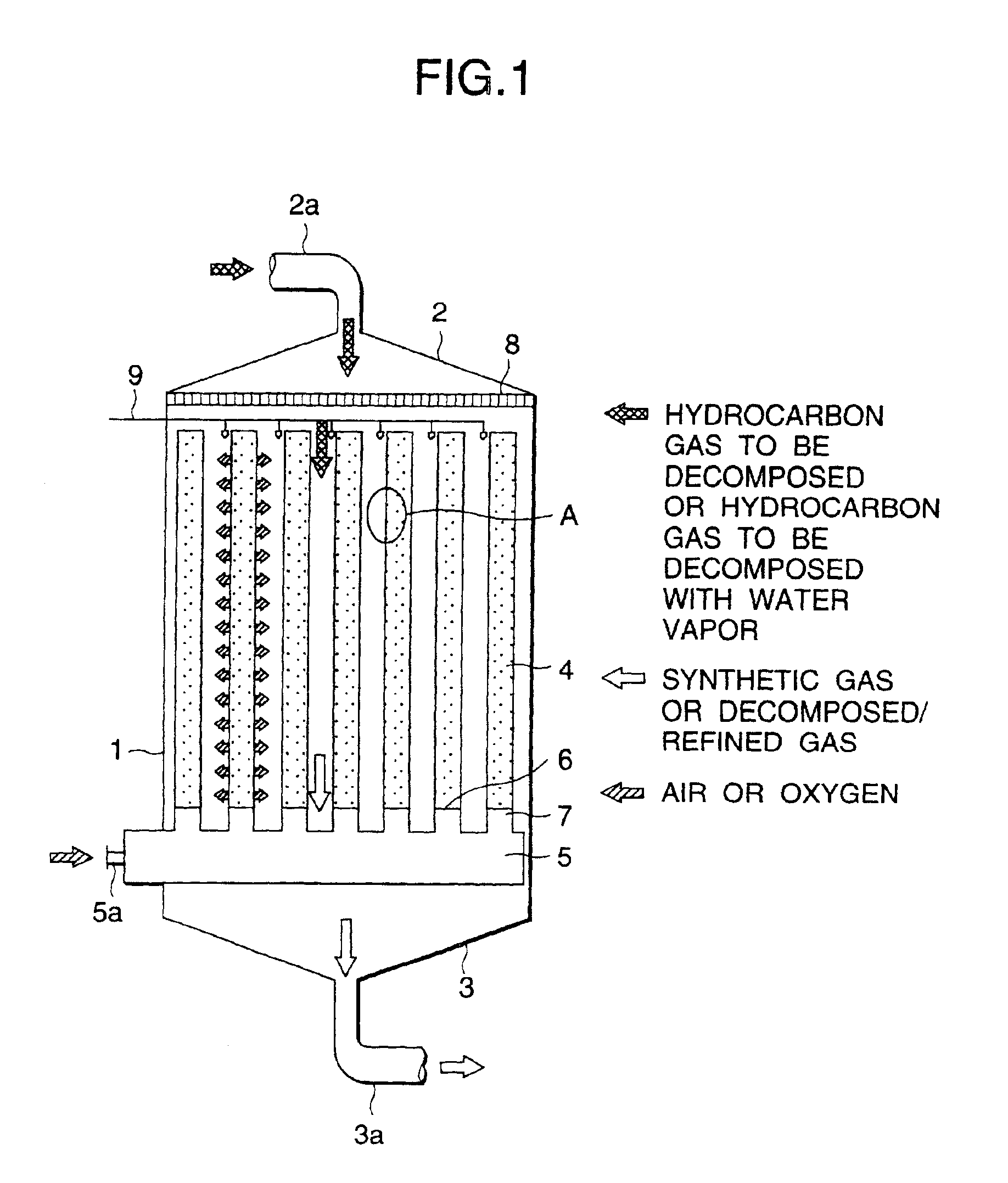 Process and apparatus for the pyrolysis of hydrocarbon gas
