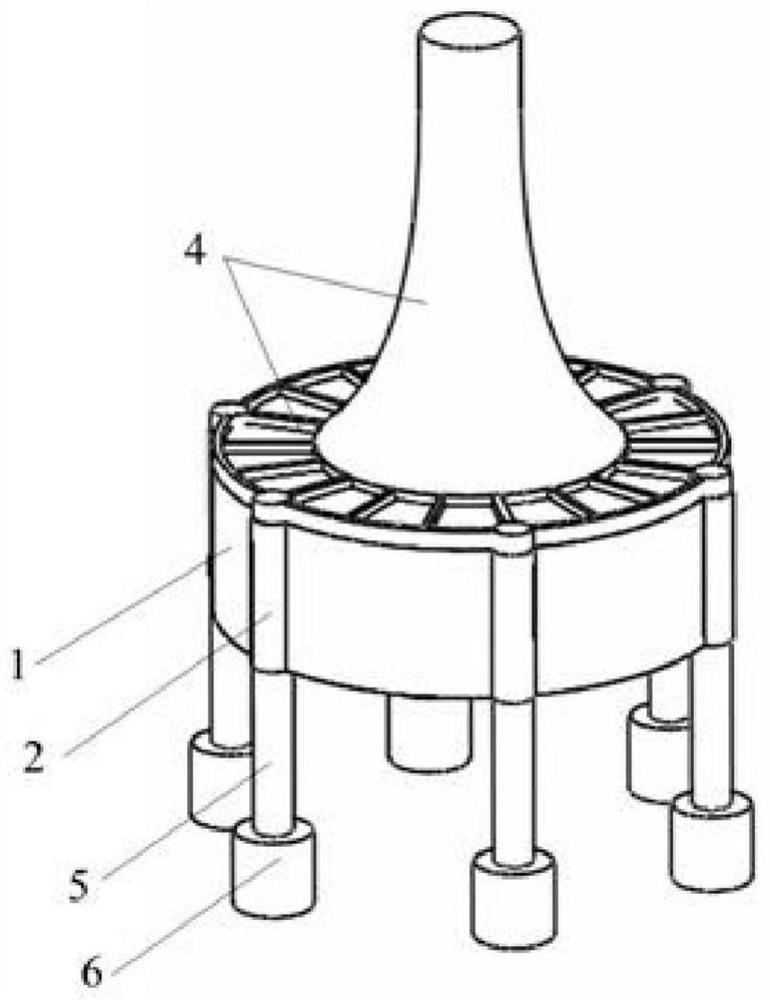 Offshore wind power barrel type foundation structure with pile piers