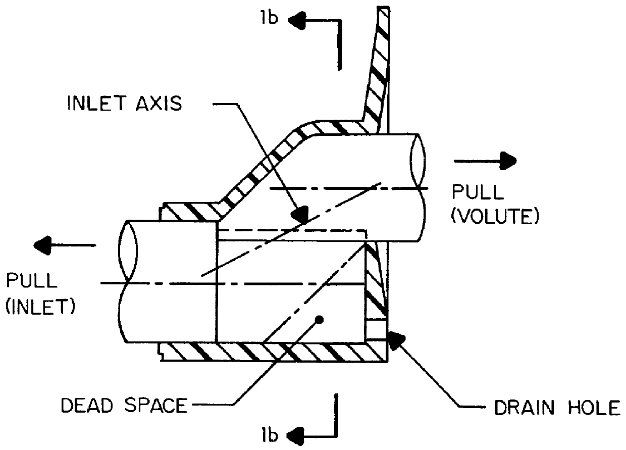 Self-draining centrifugal pump having an improved inlet