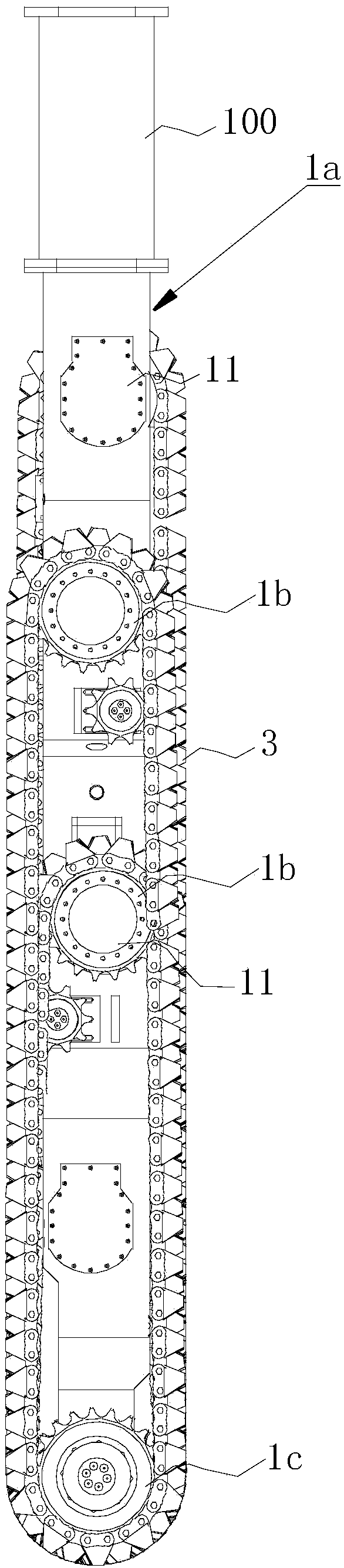 Piling-machine chain drill bit high in controllability