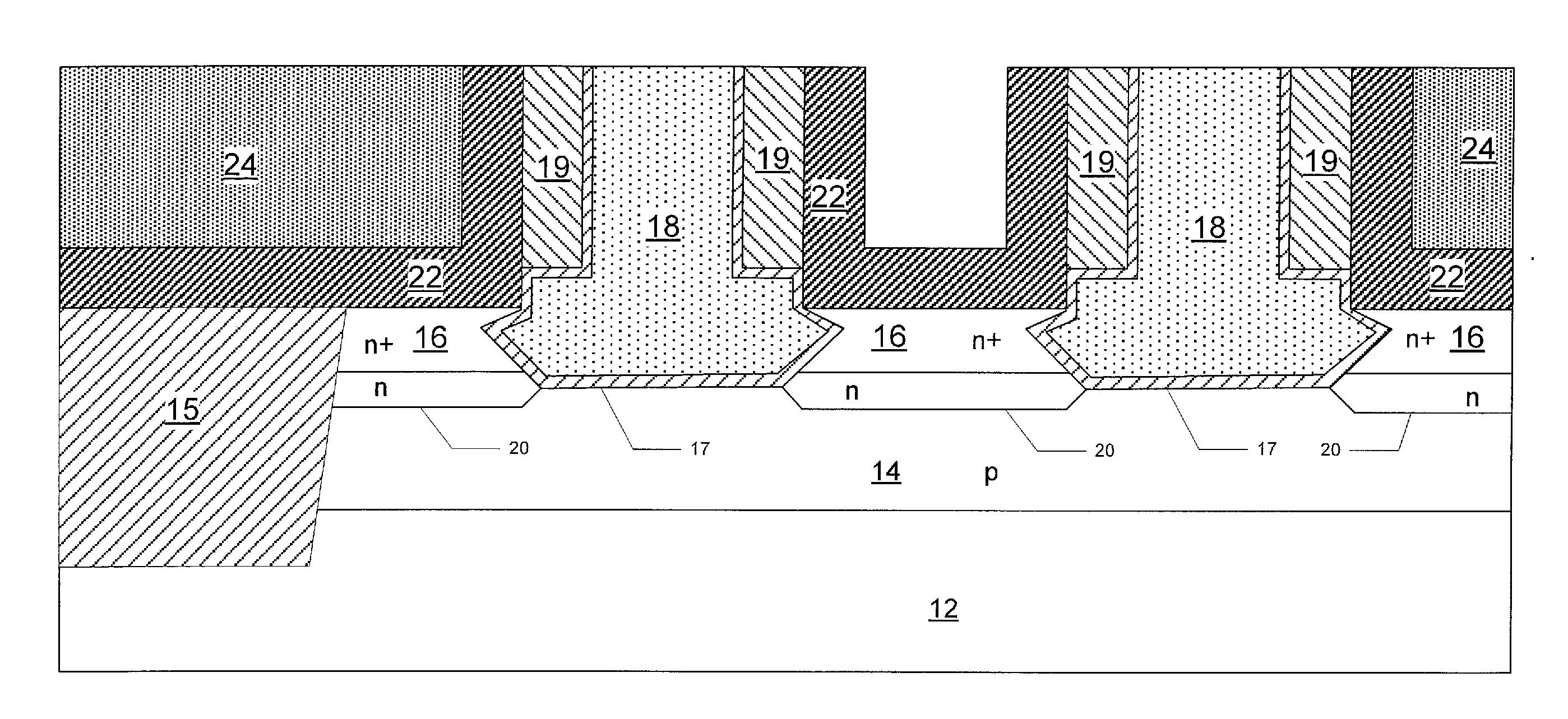 Recessed Channel Insulated-Gate Field Effect Transistor with Self-Aligned Gate and Increased Channel Length