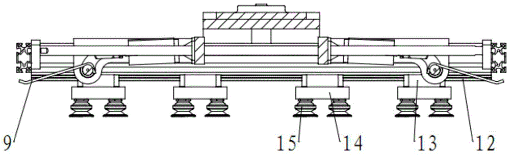 A palletizing robot suction cup gripper device