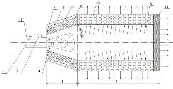 Cylindrical radiation porous medium heater capable of achieving diffusive combustion in cavity