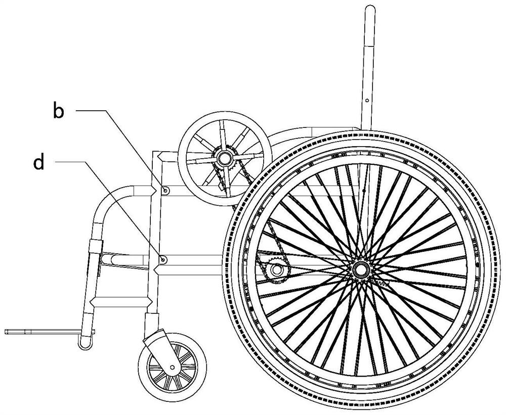 A manual standing wheelchair