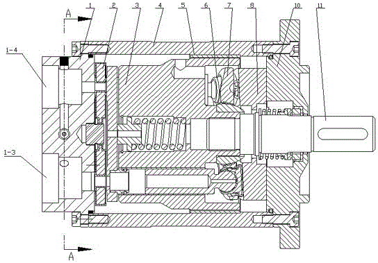 Water hydraulic axial plunger pump provided with pressure-limiting and overflow device