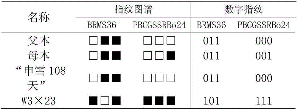 Fingerprint spectrum of cauliflower hybrid and construction method thereof