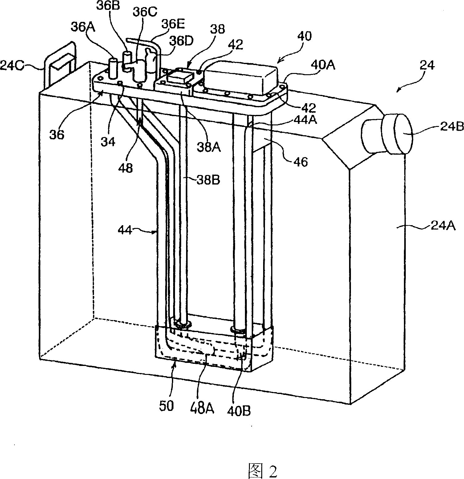 Structure of container for reducing agent
