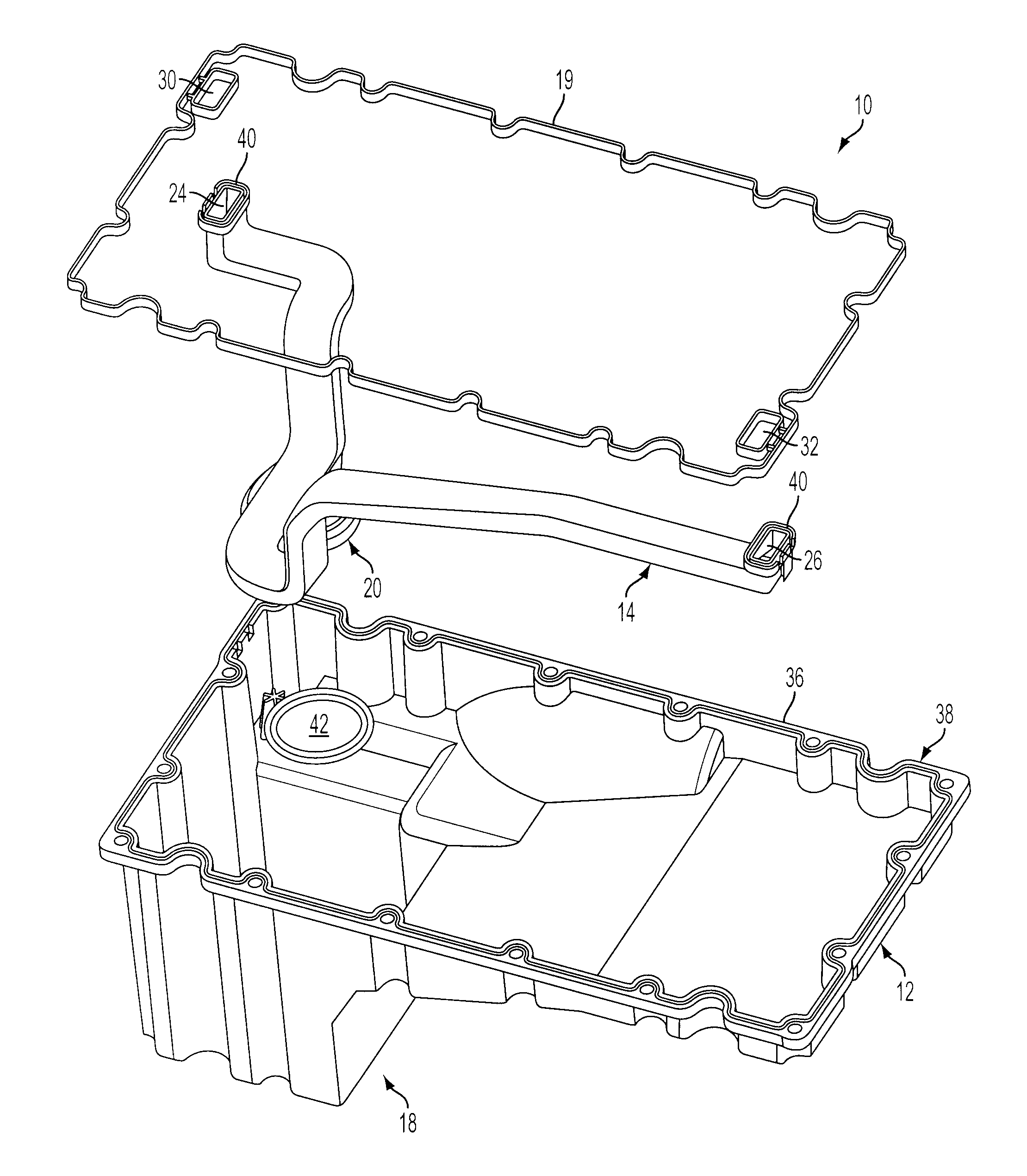 Reversible oil pan with integrated oil suction tube