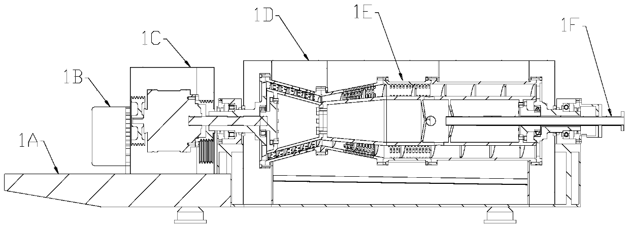 Settling double-cone section spiral discharging filter centrifuge