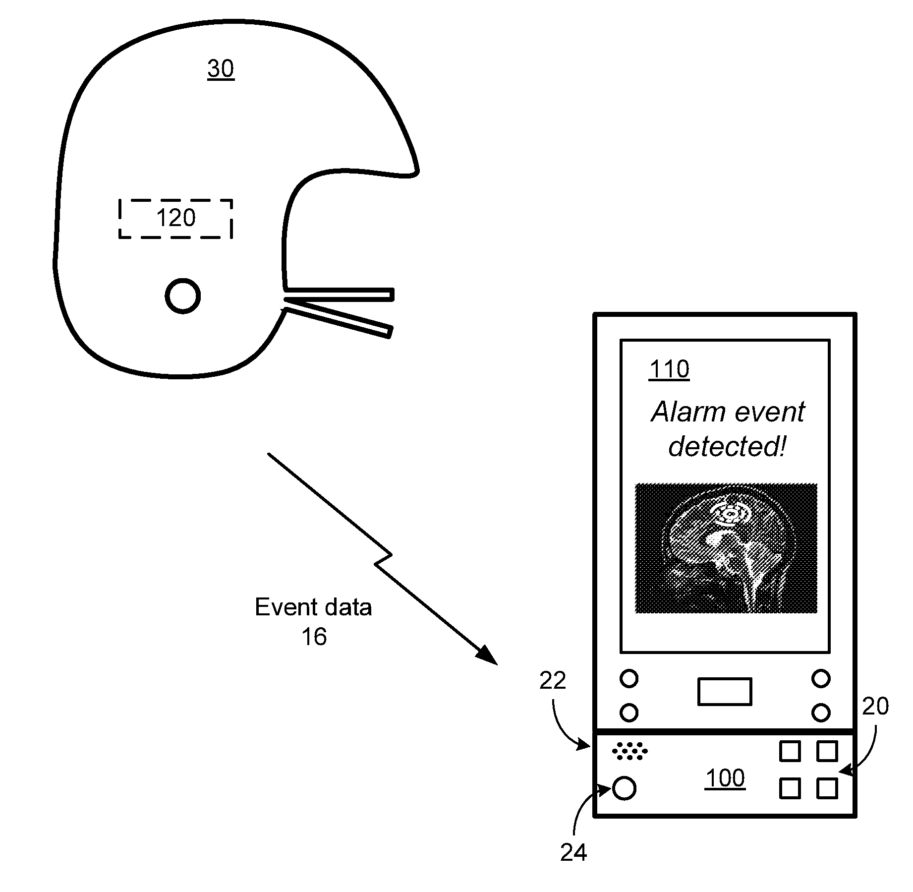 Sensor for use in protective headgear