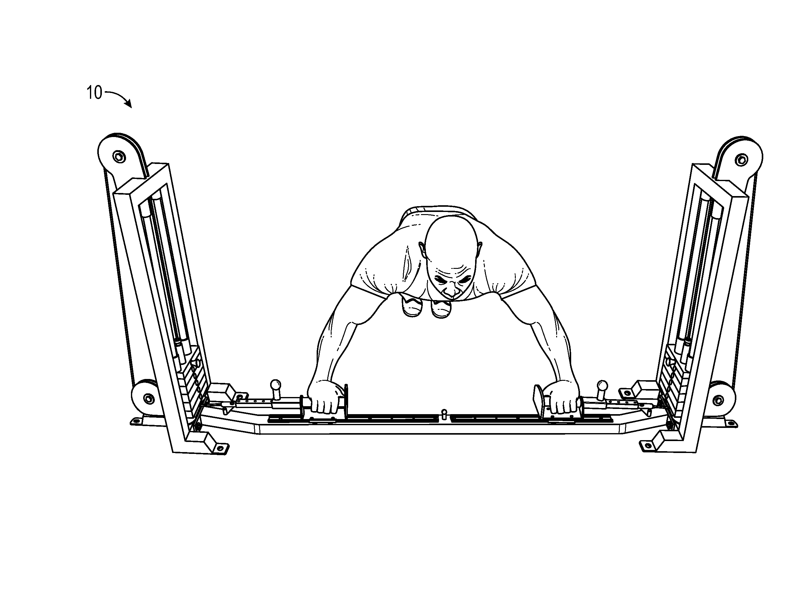Weight stack pushup exercise device