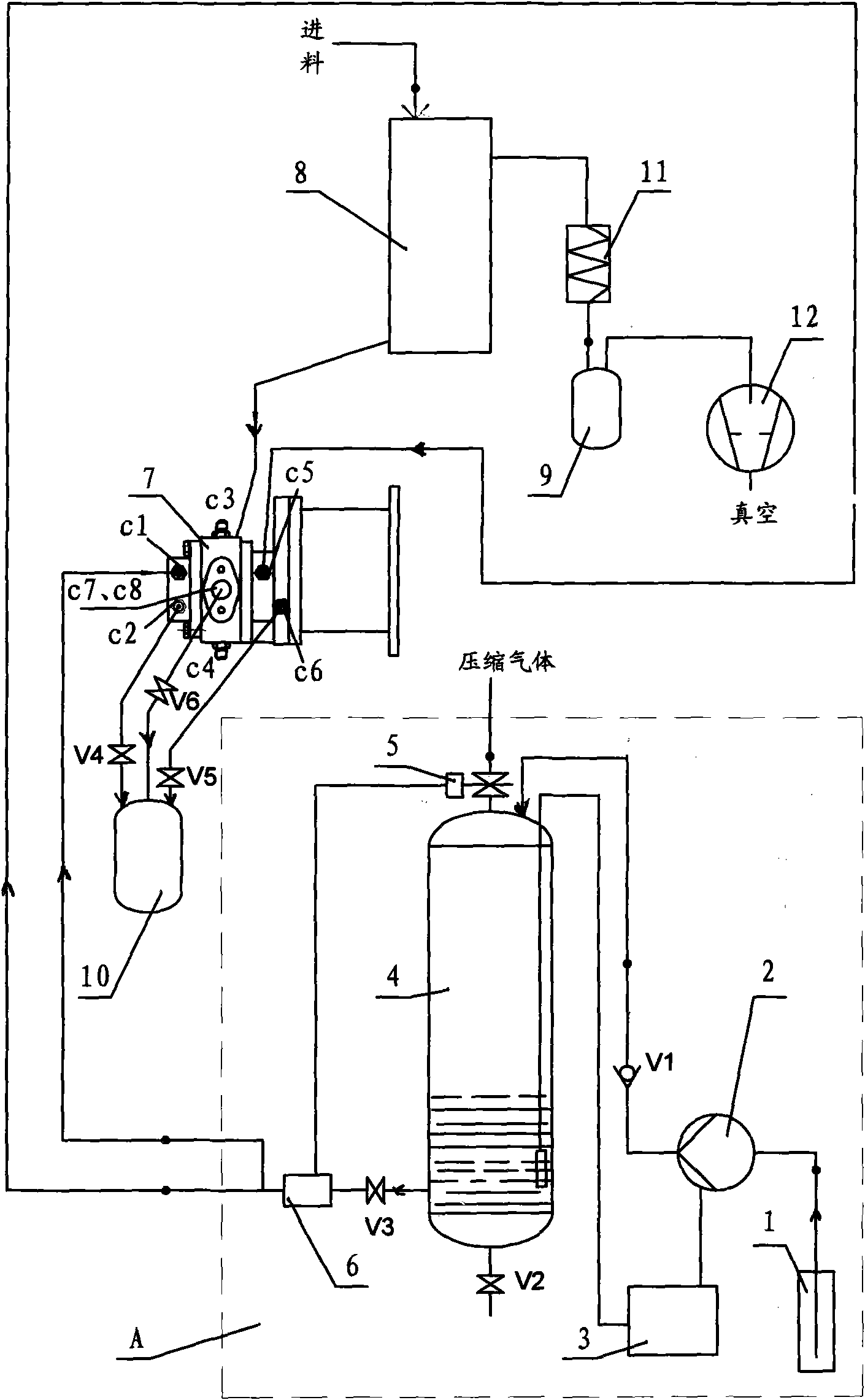 Vacuum distilling apparatus for easy-curing material