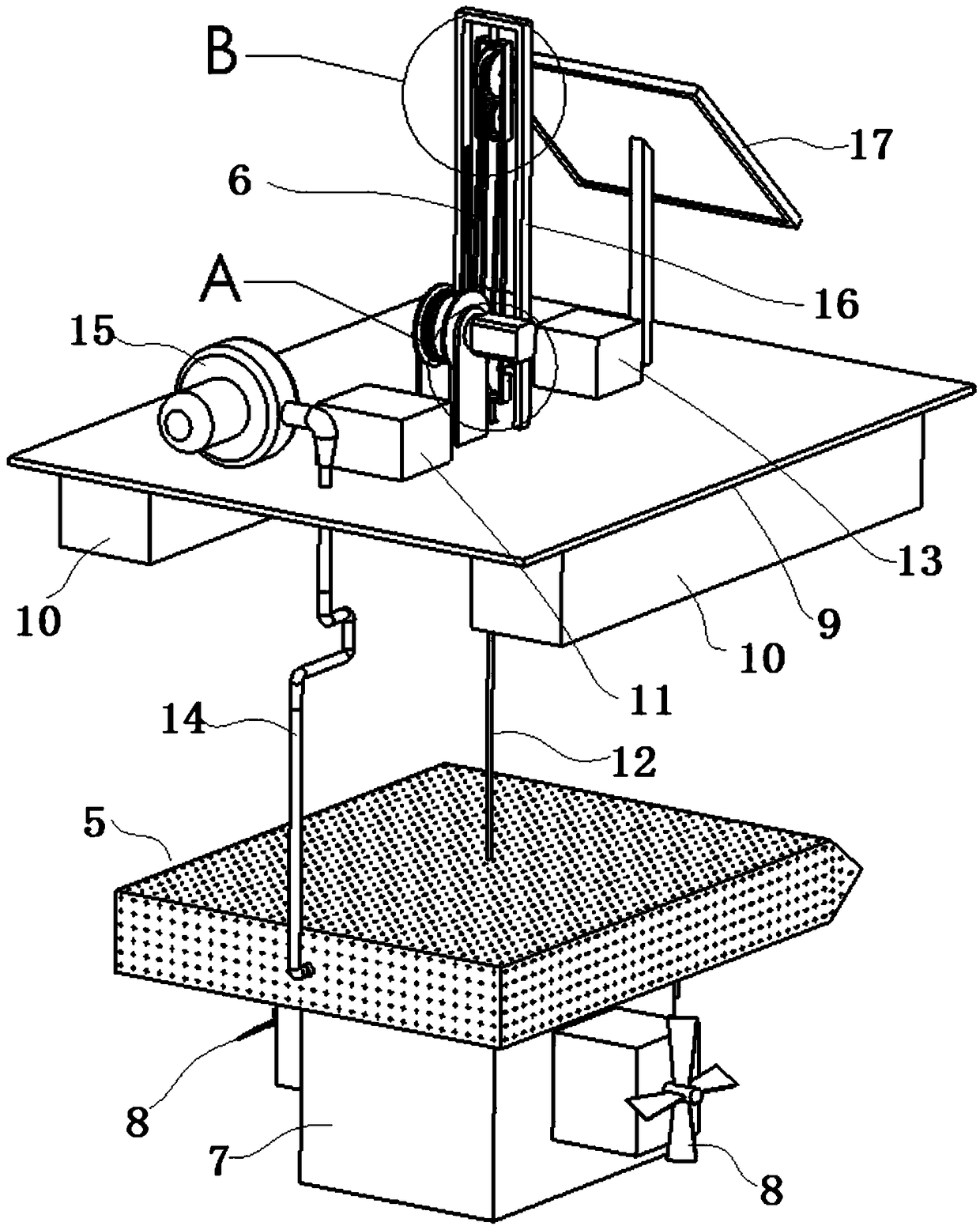 Suspended movable aeration device and working method thereof