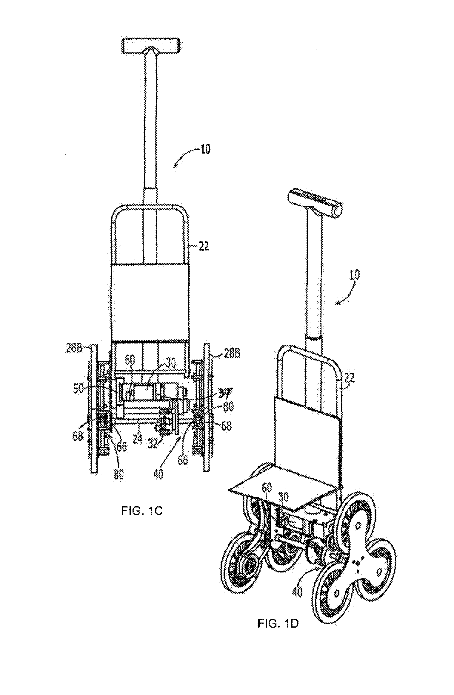 Stair climbing wheeled vehicle, and system and method of making and using same