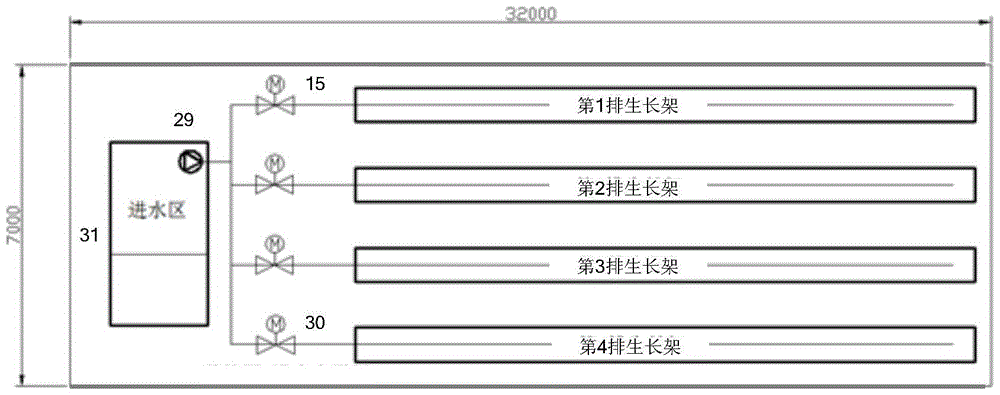 Sunlight-type multi-layer tidal green leafy vegetable factory production system