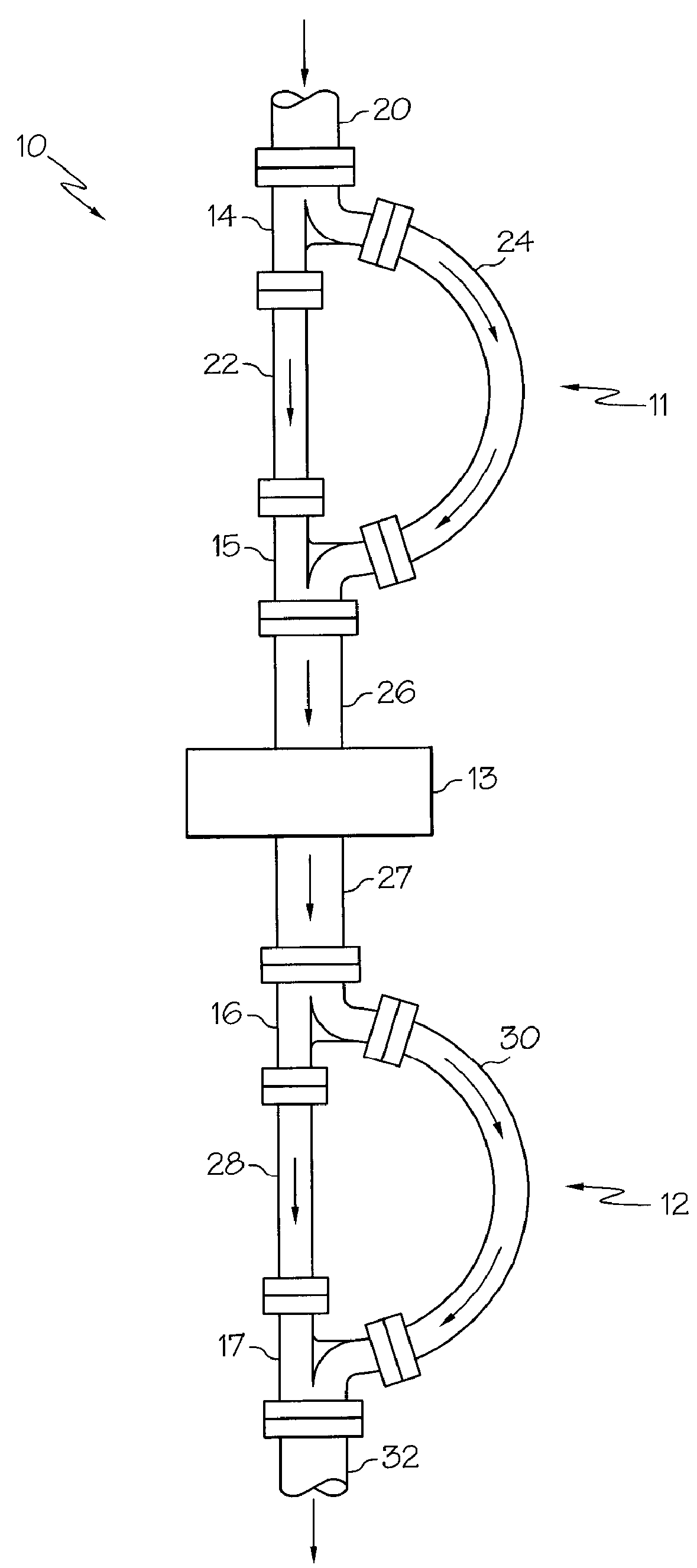 Branching Device for a Pulsation Attenuation Network