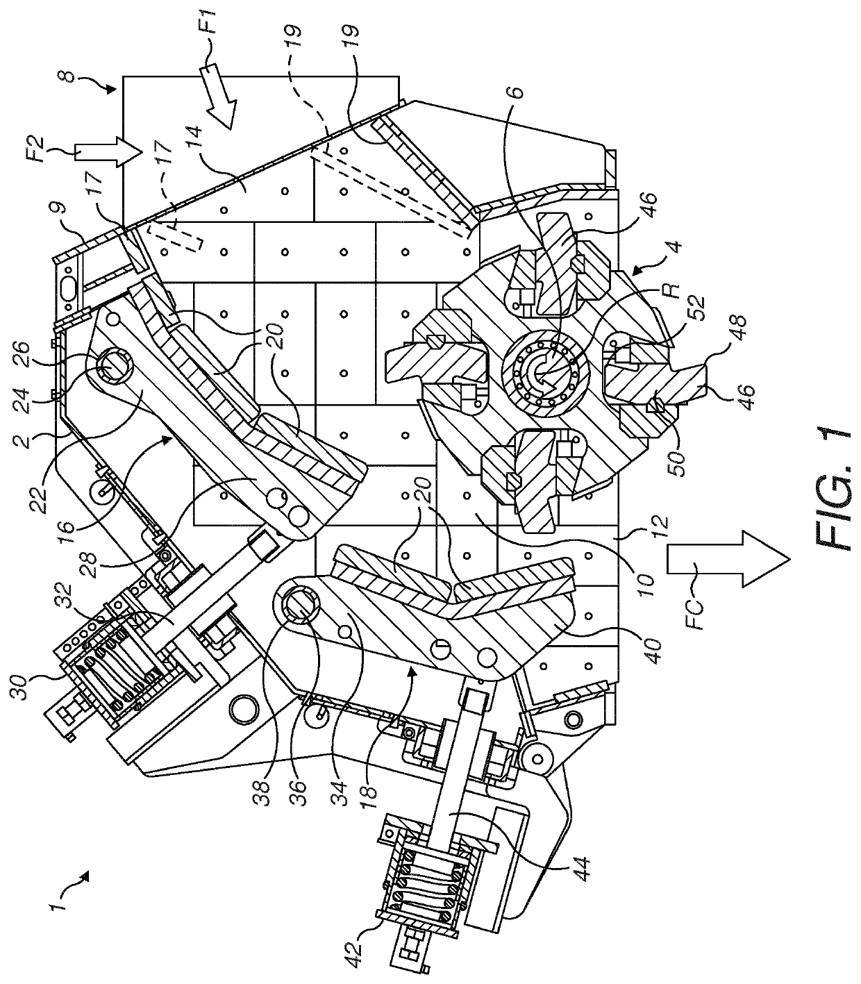 Locking device  for locking a hammer to a rotor in a horizontal shaft impact crusher