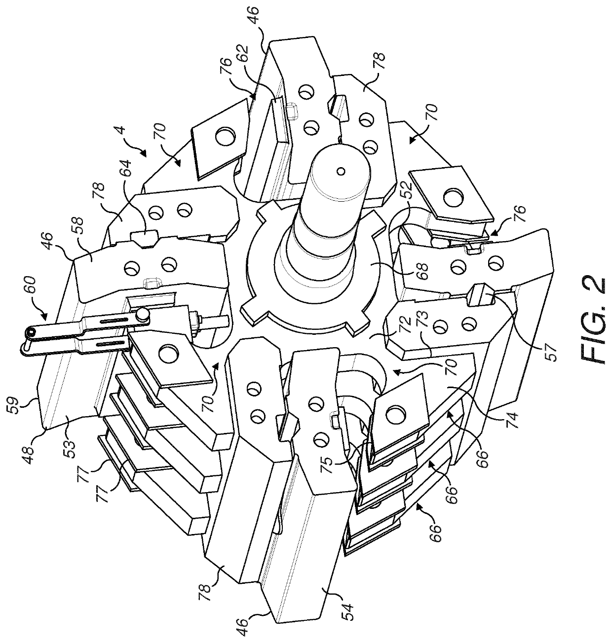 Locking device  for locking a hammer to a rotor in a horizontal shaft impact crusher