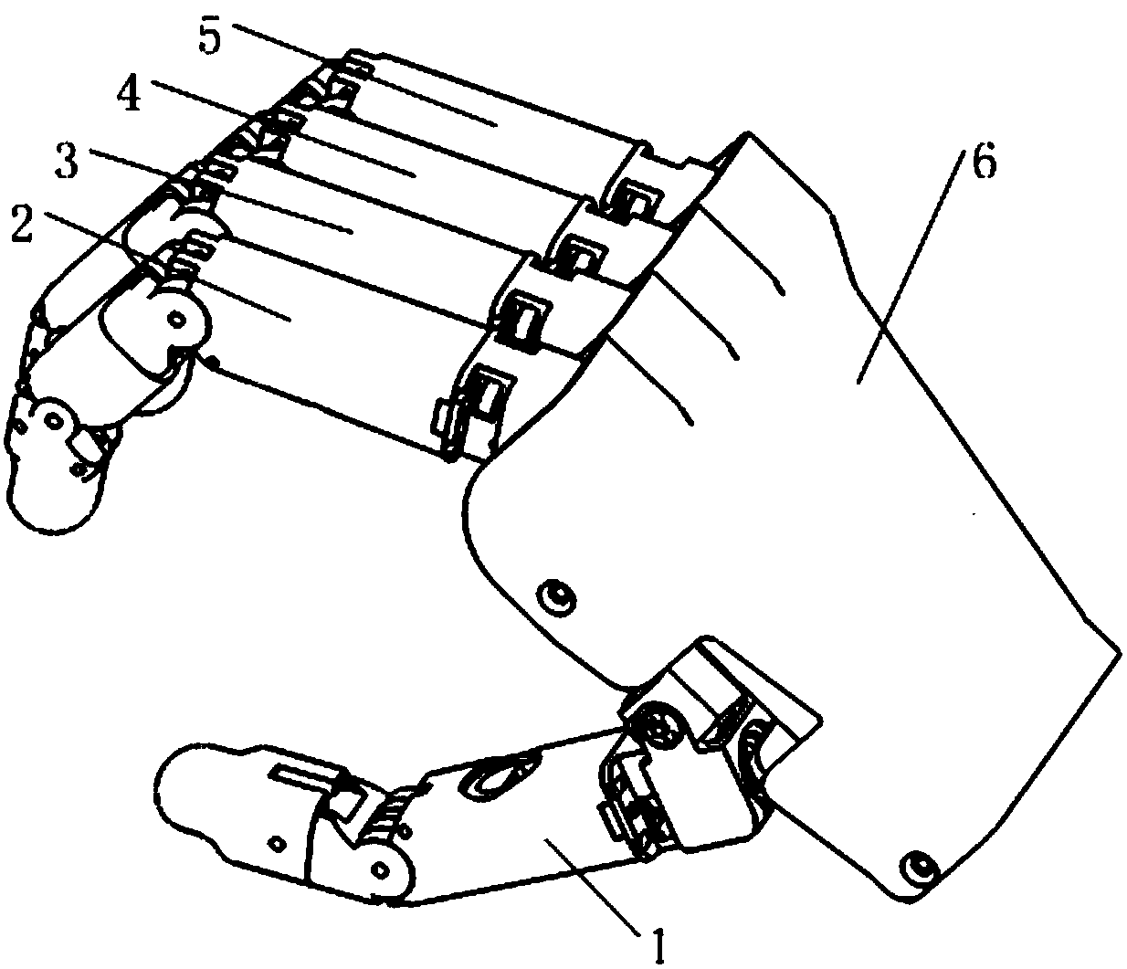 Underactuated lightweight human-simulated five-finger dexterous hand