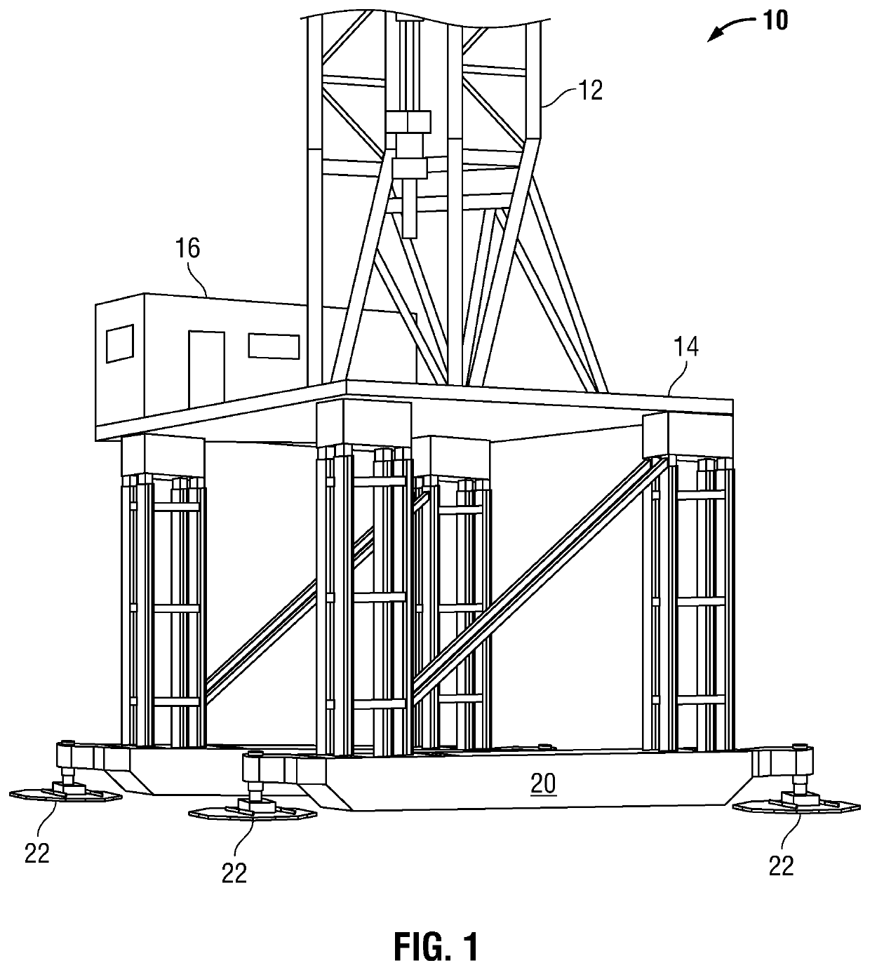 Method and system for positioning a drilling or other large structure using attached positioning shoes with individually addressable wireless vertical and rotational control