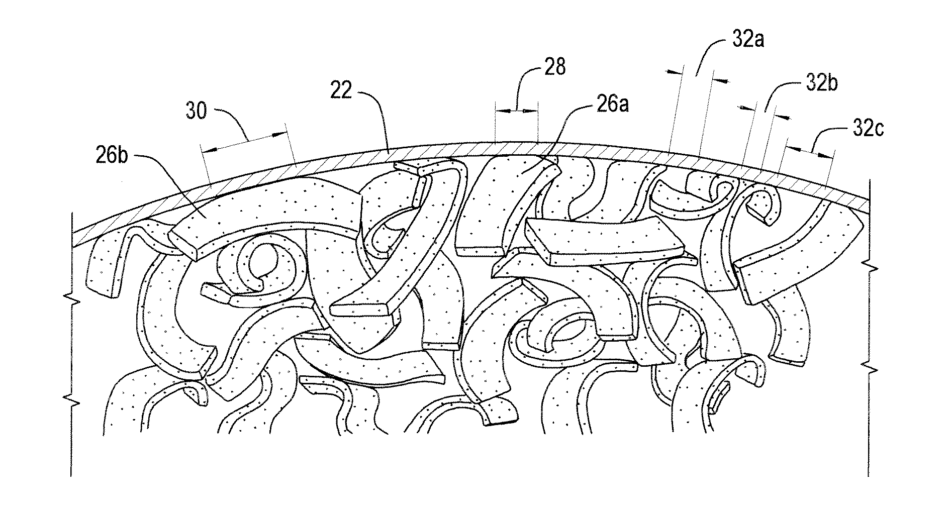 Reticulated open cell filling material