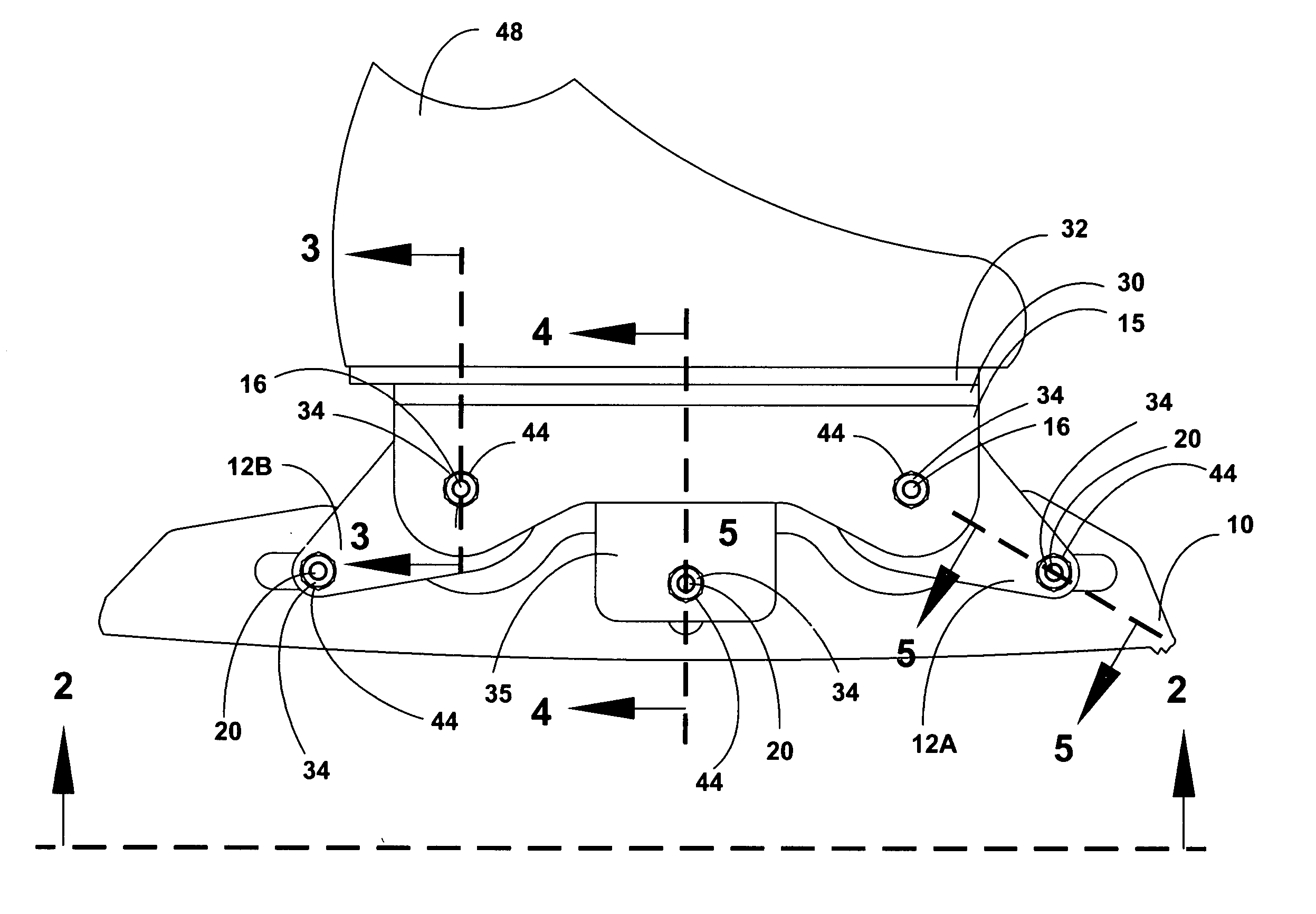 Ice skate with elastic suspension