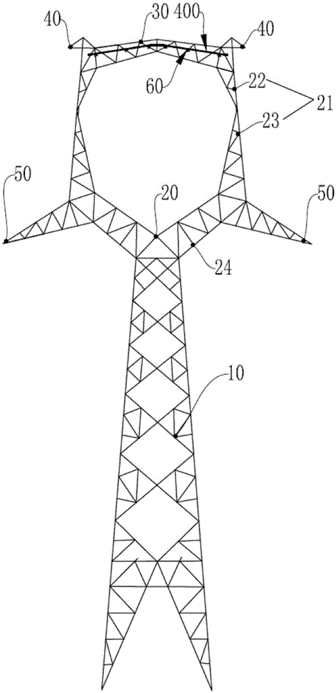 Novel power transmission tower capable of achieving safe and convenient construction