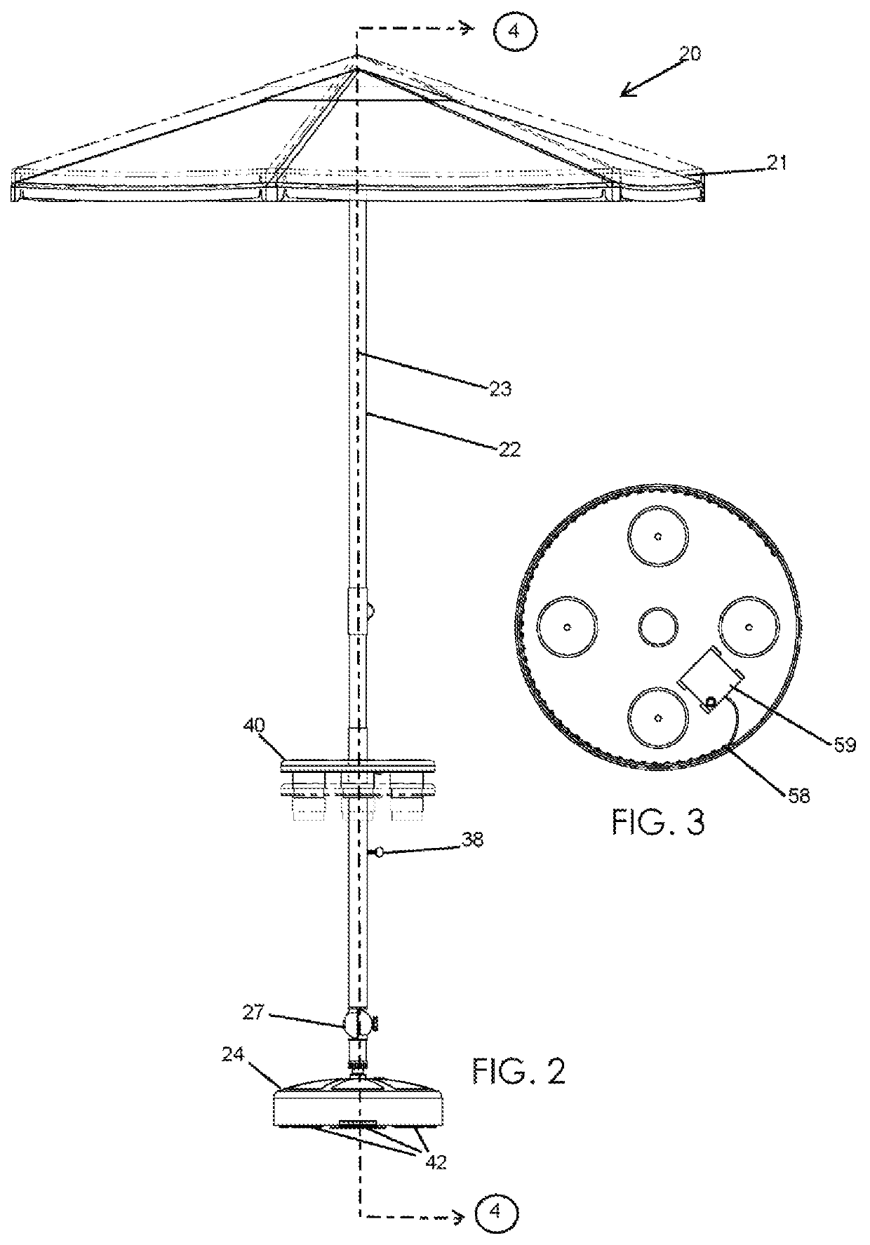 Portable, ergonomic, and selectively adjustable umbrella and seat support structure