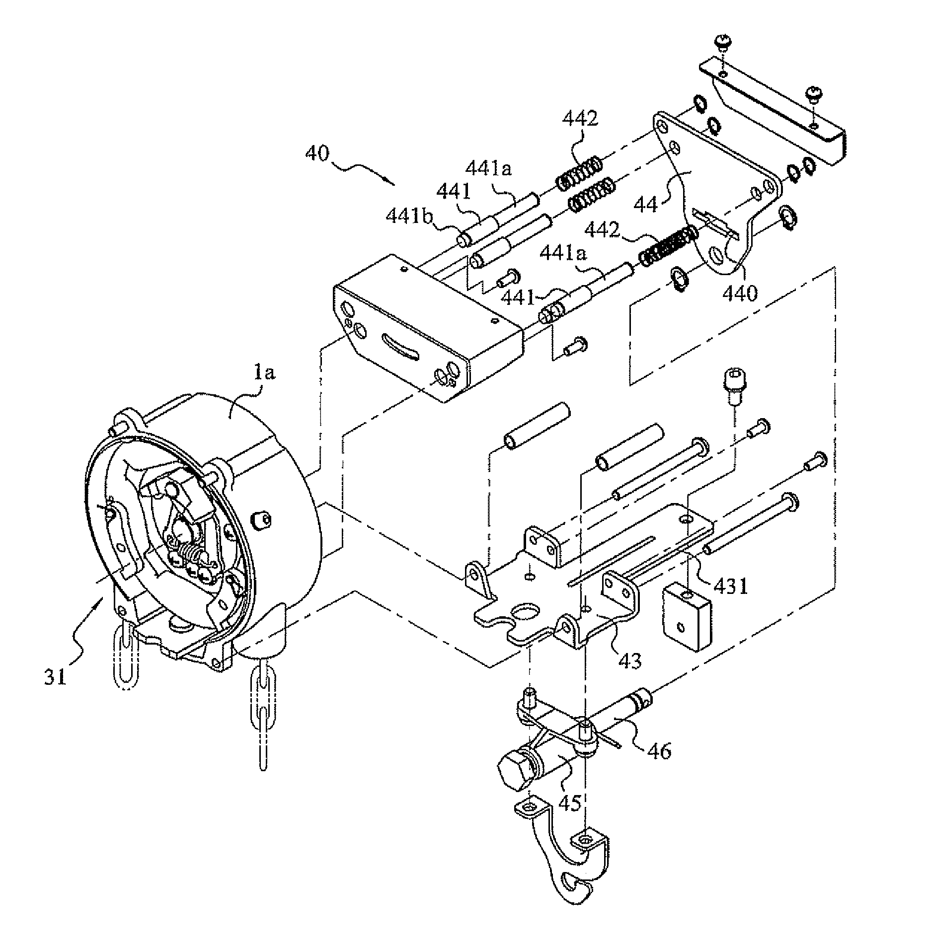 Brake release device attached to a door machine