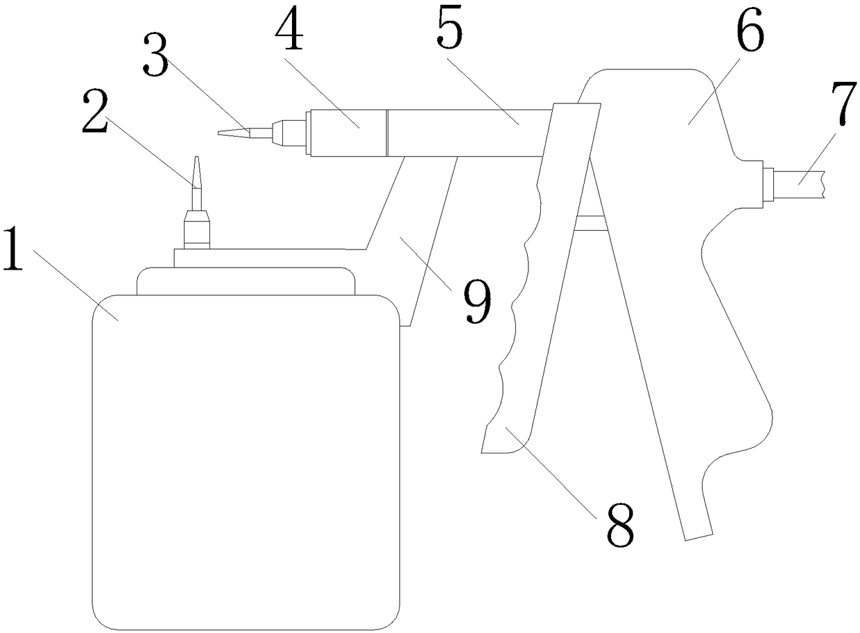 Paint spraying device for production surface of chemical engineering material