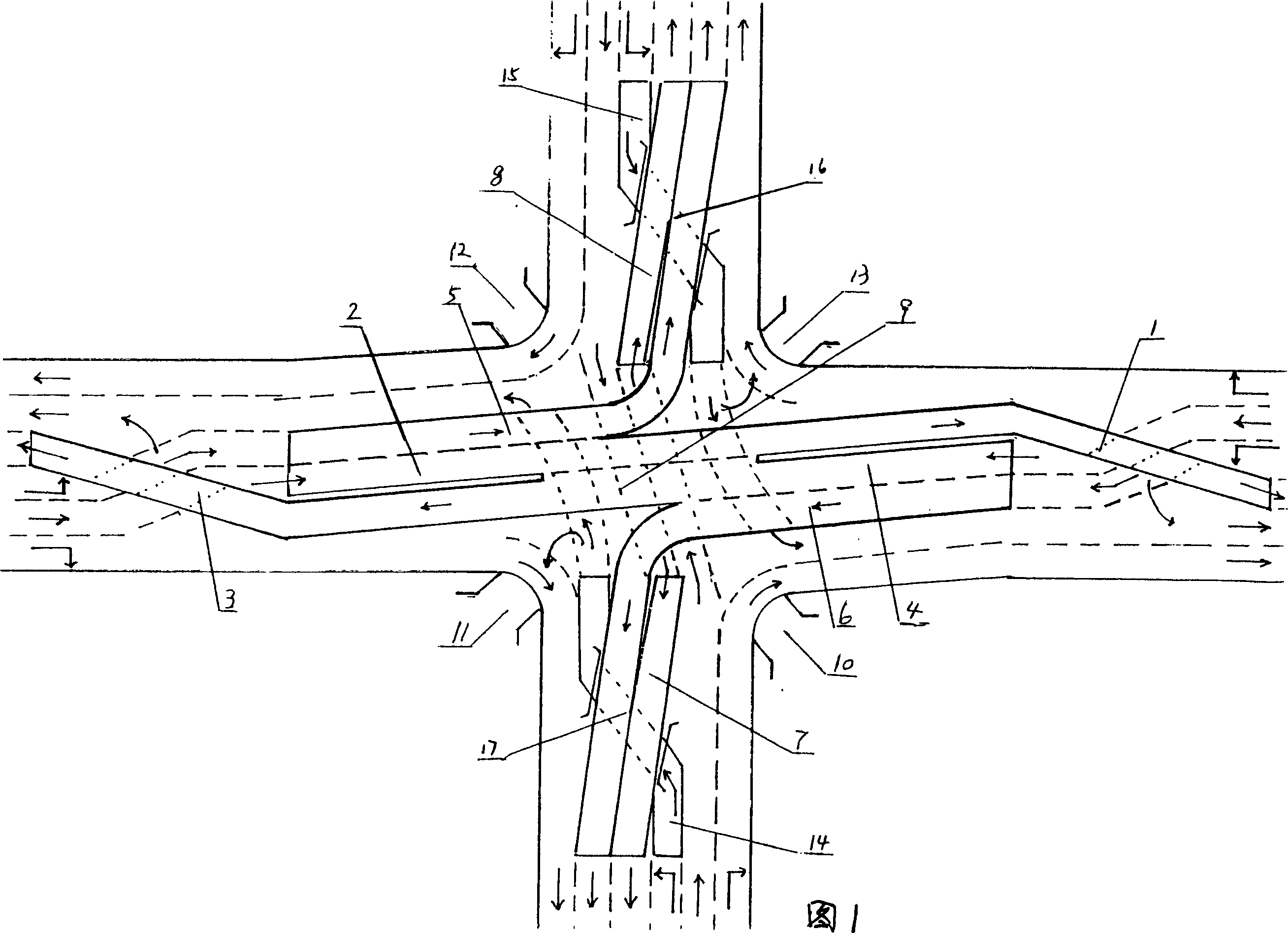 Straight bridge with changeable paths type crossroads