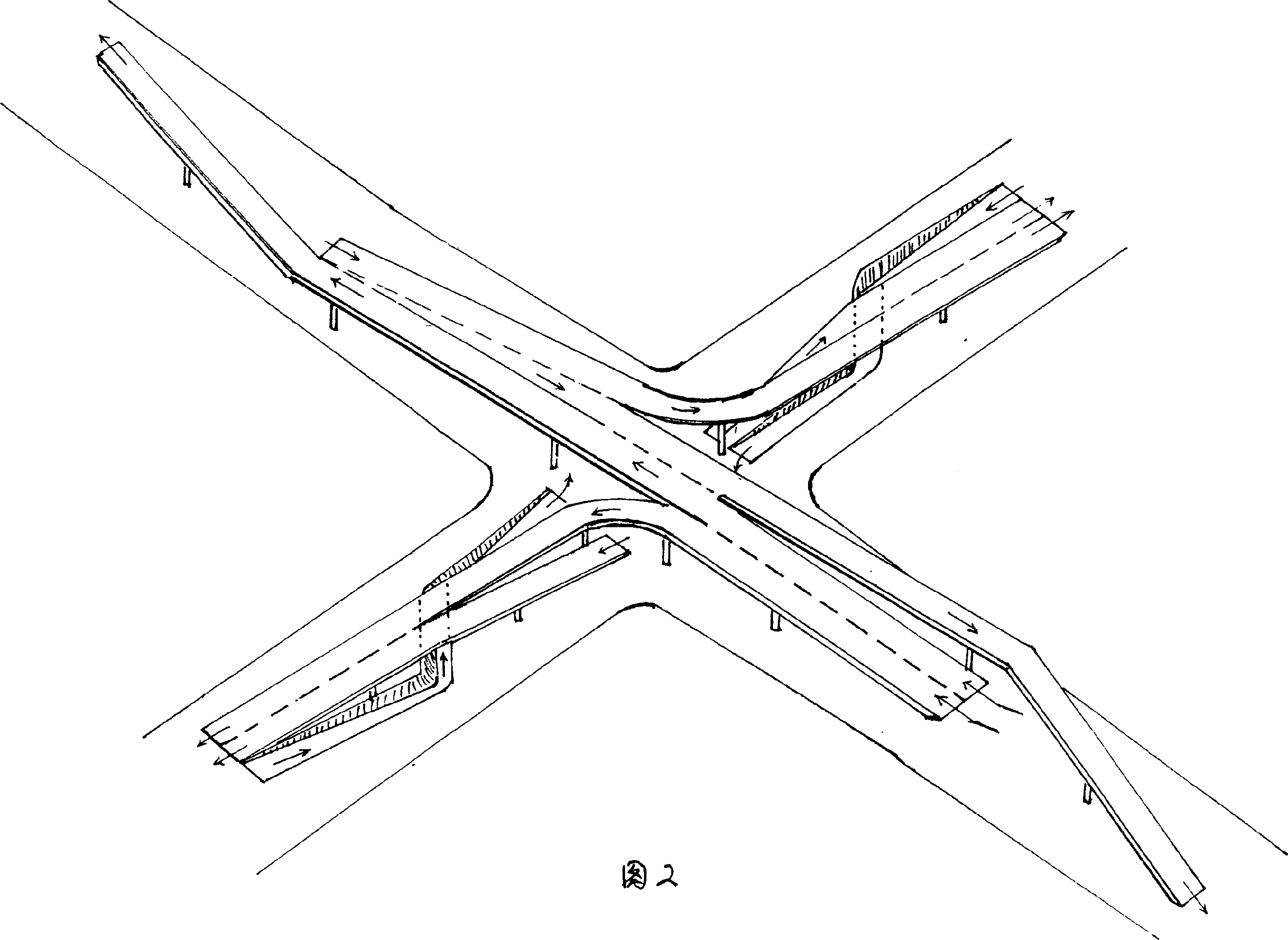 Straight bridge with changeable paths type crossroads