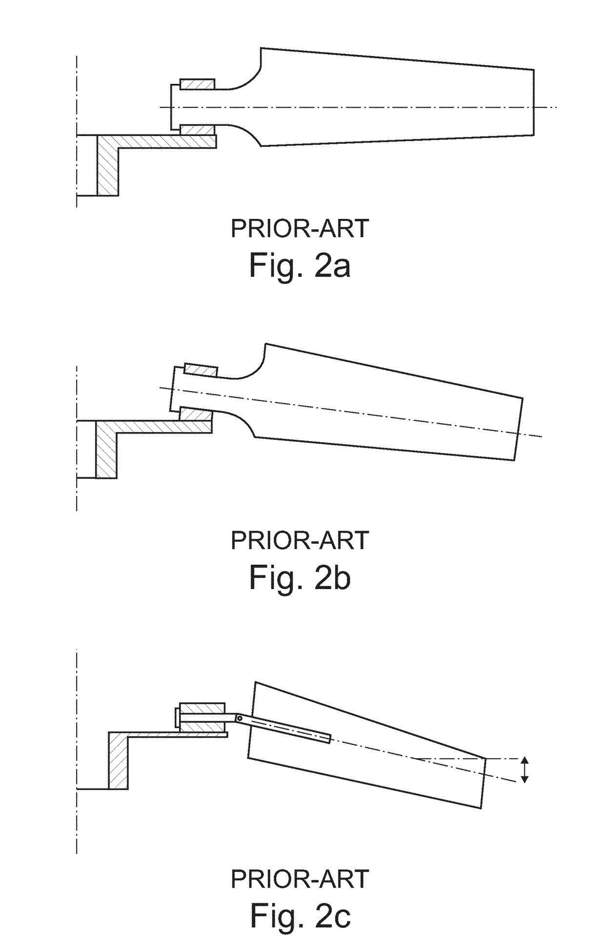 Connecting element for connecting a blade to the hub in an industrial axial fan, and blade system comprising said connecting element