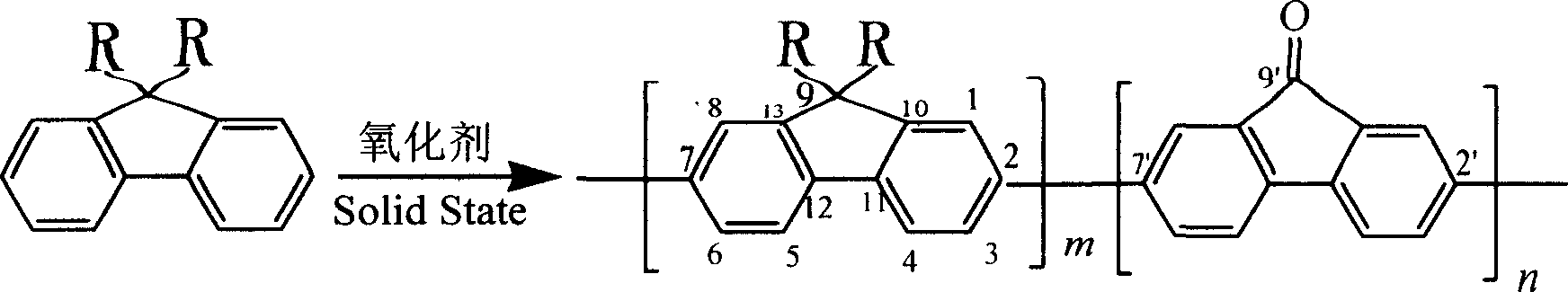 Process for preparing green light emitting materials polyalkyl fluorene