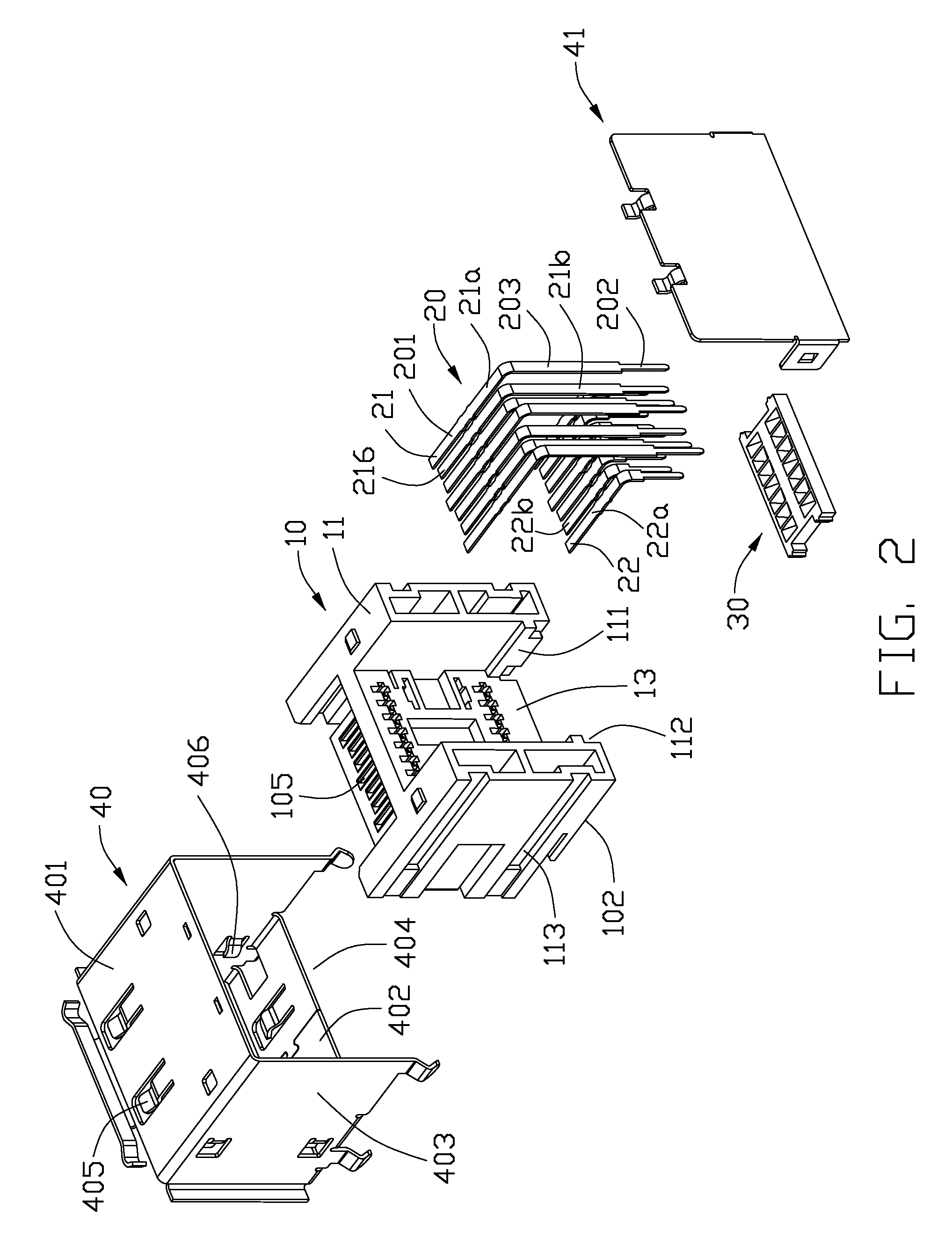 Stacked electrical connector with a new type of spacer