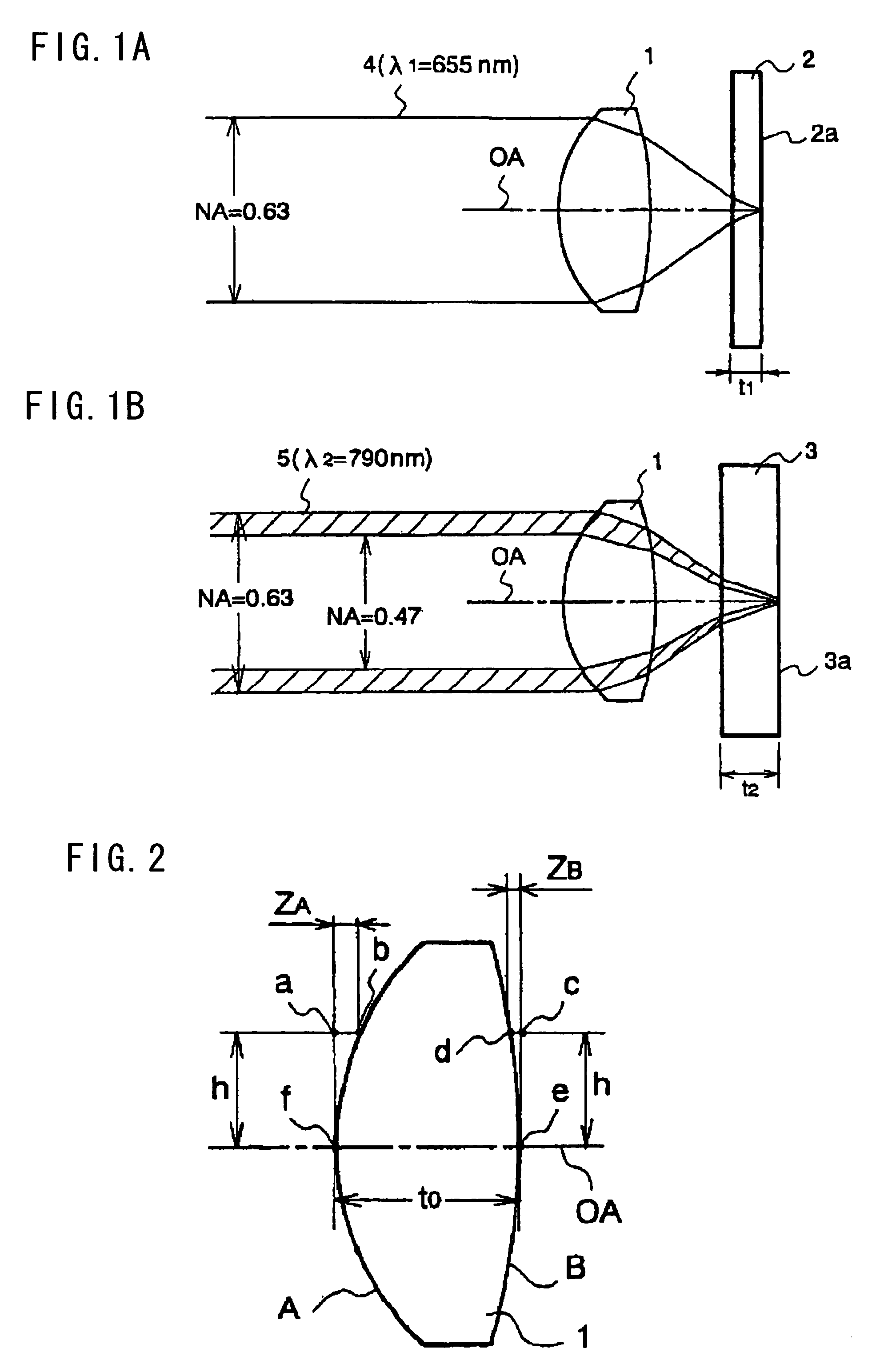 Multi-wavelength lens, and optical system, optical head and optical disc apparatus using the lens