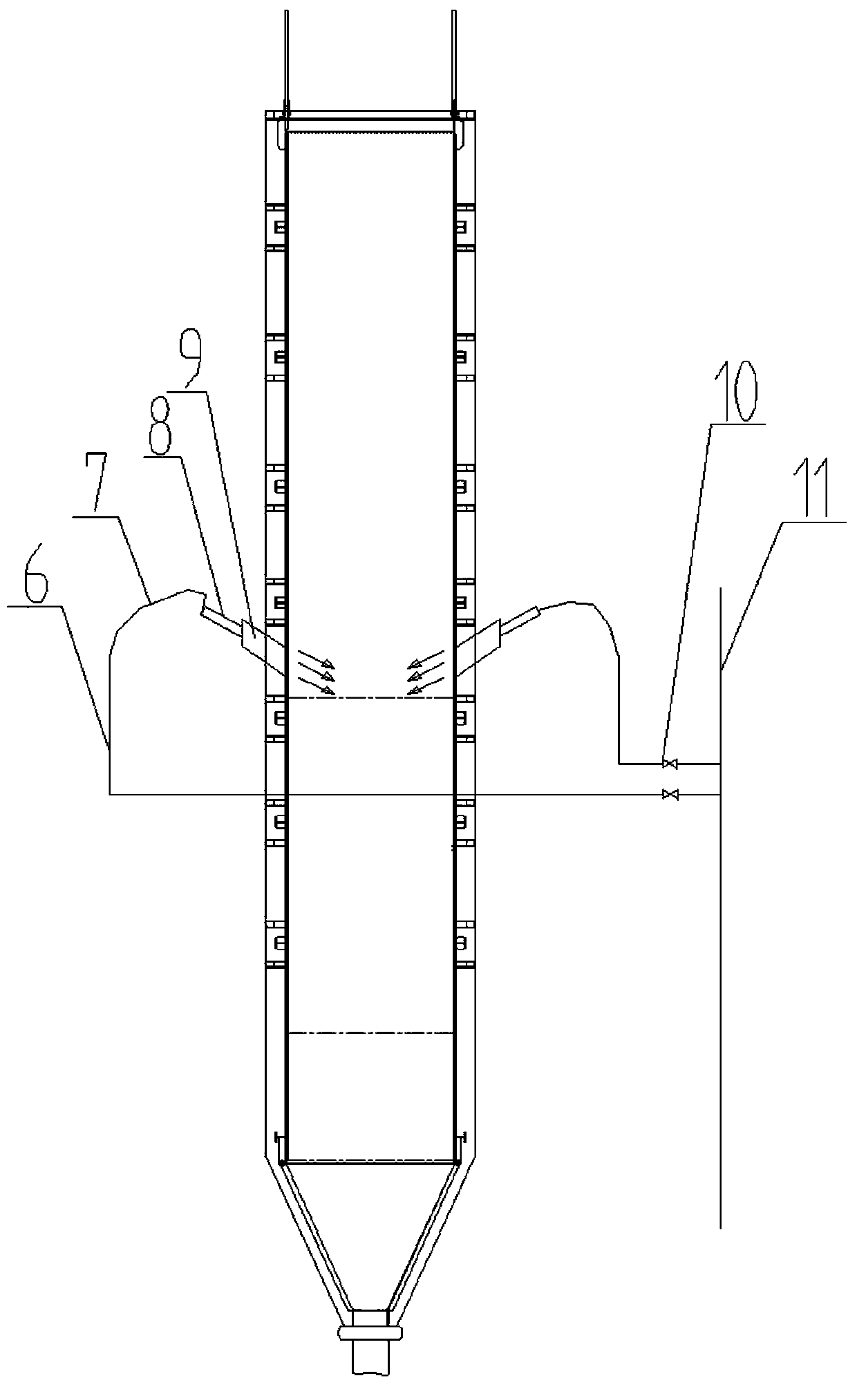 Air seal system to reduce dust accumulation and sticking on water wall of waste heat boiler of silver copper smelting furnace