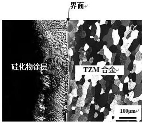 Preparation method of surface silicide coating for TZM (Titanium-Zirconium-Molybdenum) alloy sheet