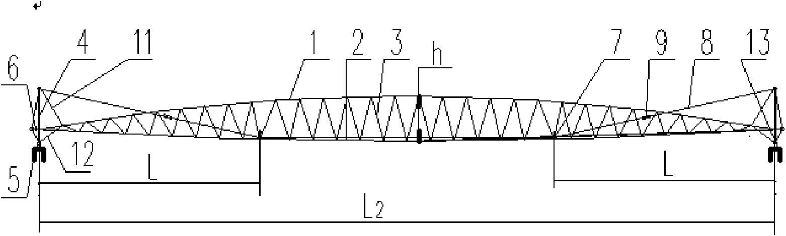 Roof with rectangular plane, super-long span and prestressed space tube truss structure and manufacturing method