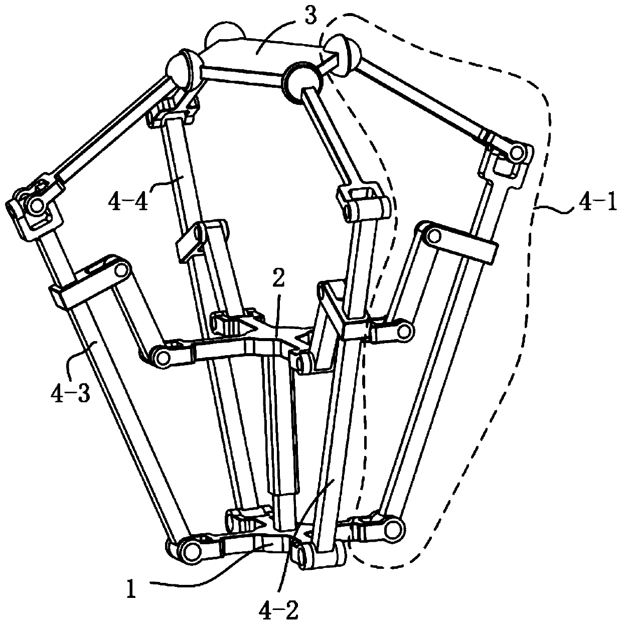 A Structurally Redundant Parallel Robot Mechanism with Four Relative Degrees of Freedom