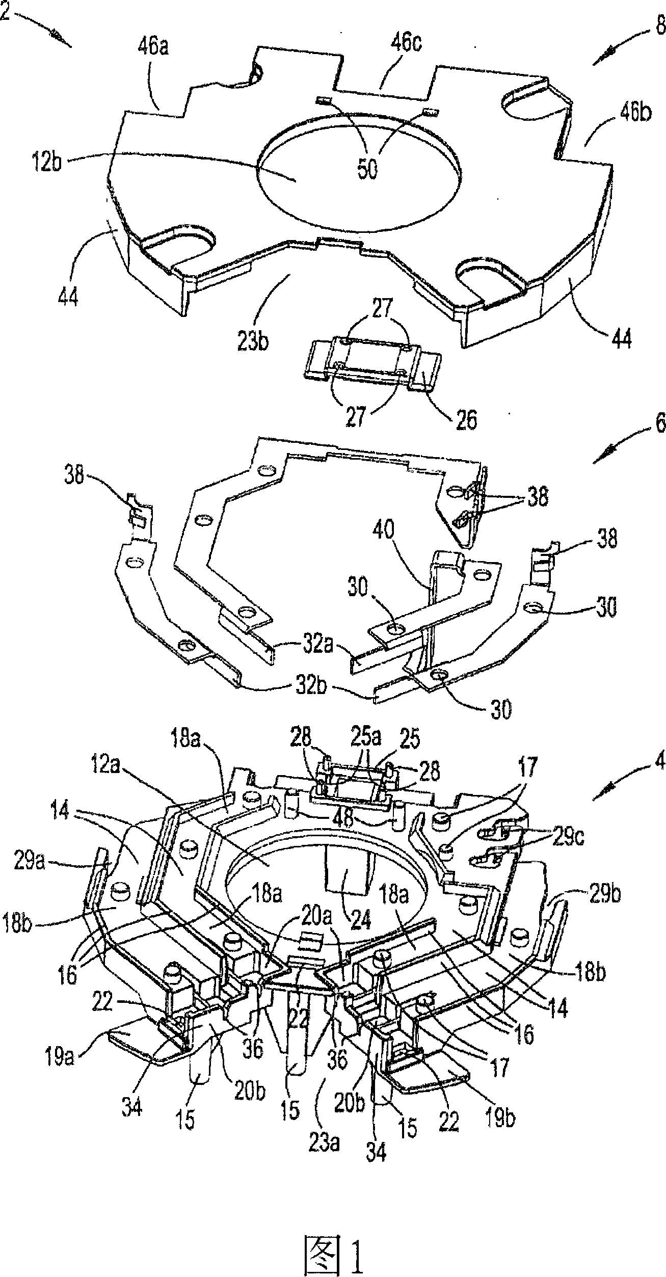 Connecting device for an electric motor