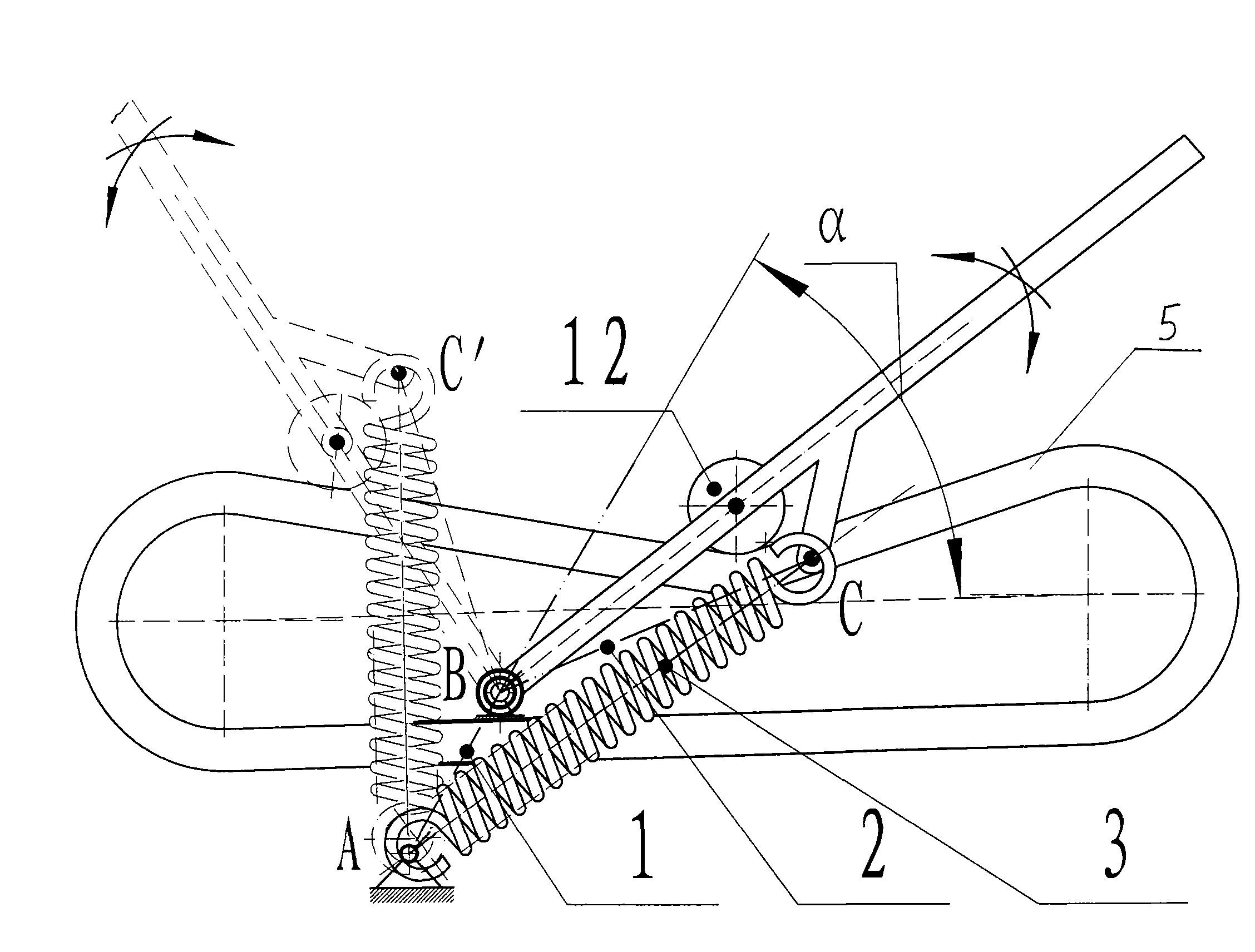 Quick automatic tensioning mechanism of dynamic triple connecting rod