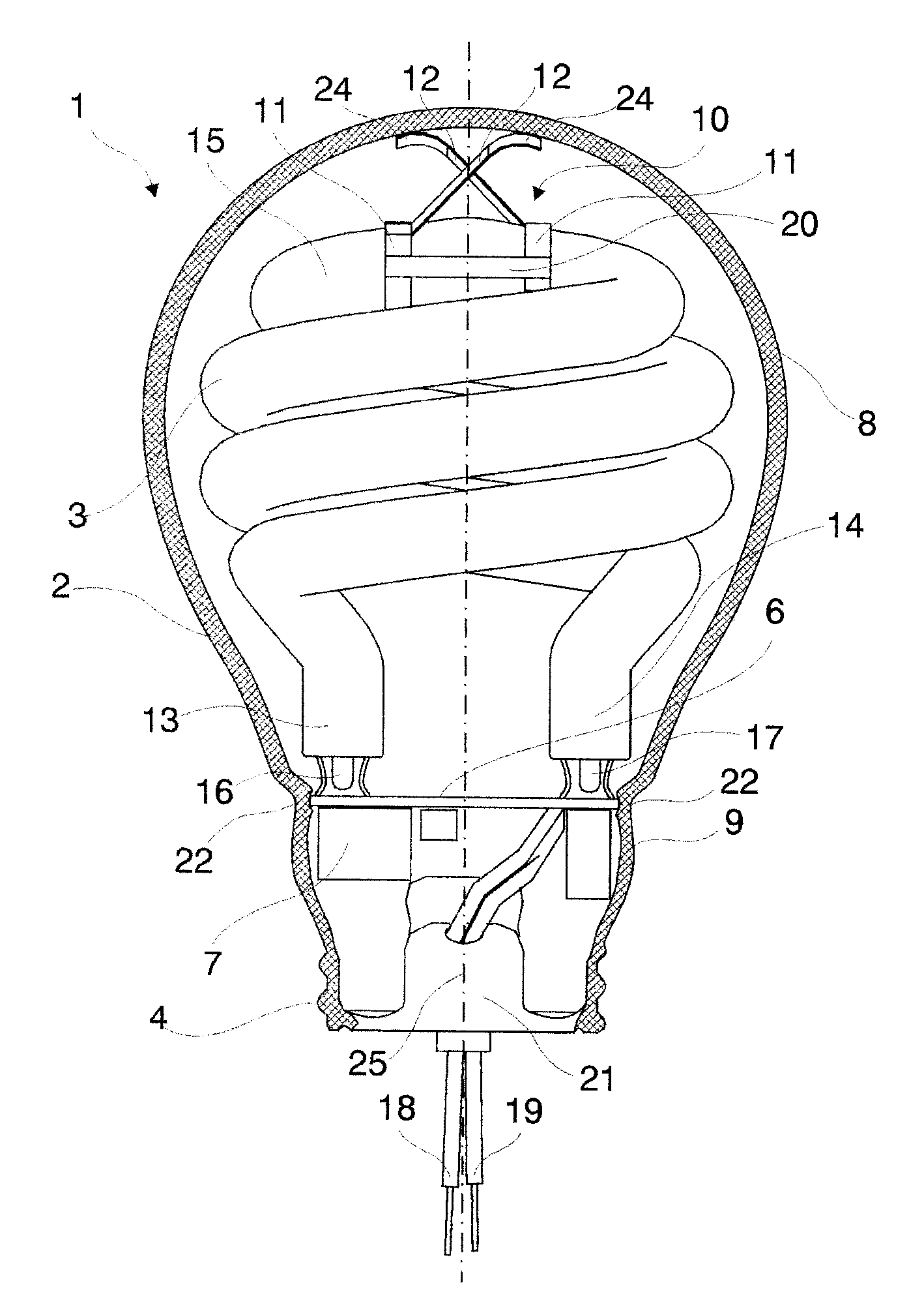 Compact fluorescent lamp with outer bulb