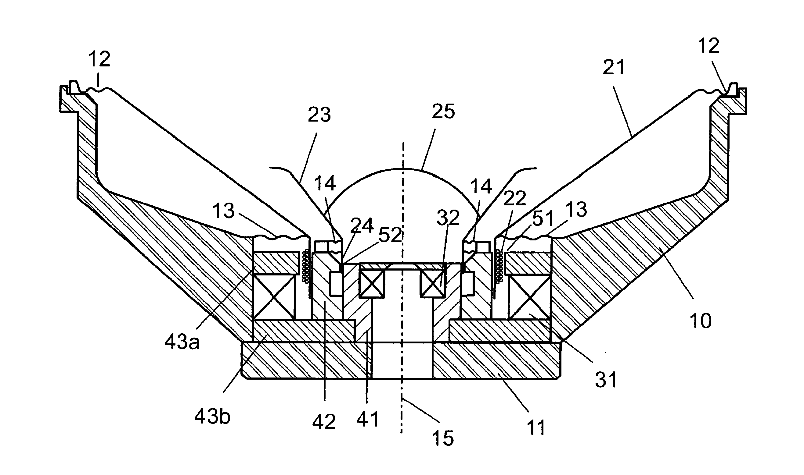 Coaxial loudspeaker arrangement