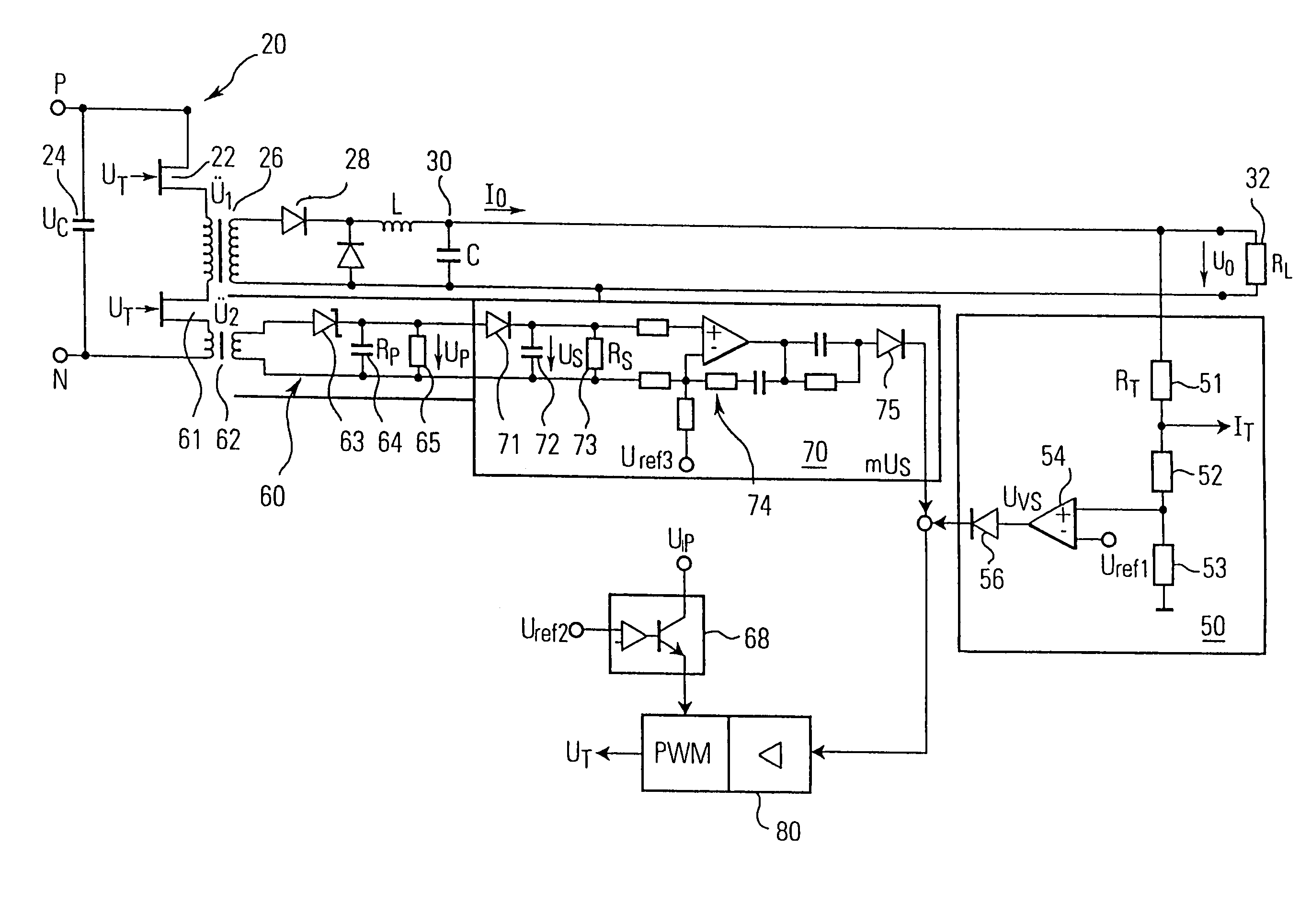 Power supply device comprising several switched-mode power supply units that are connected in parallel