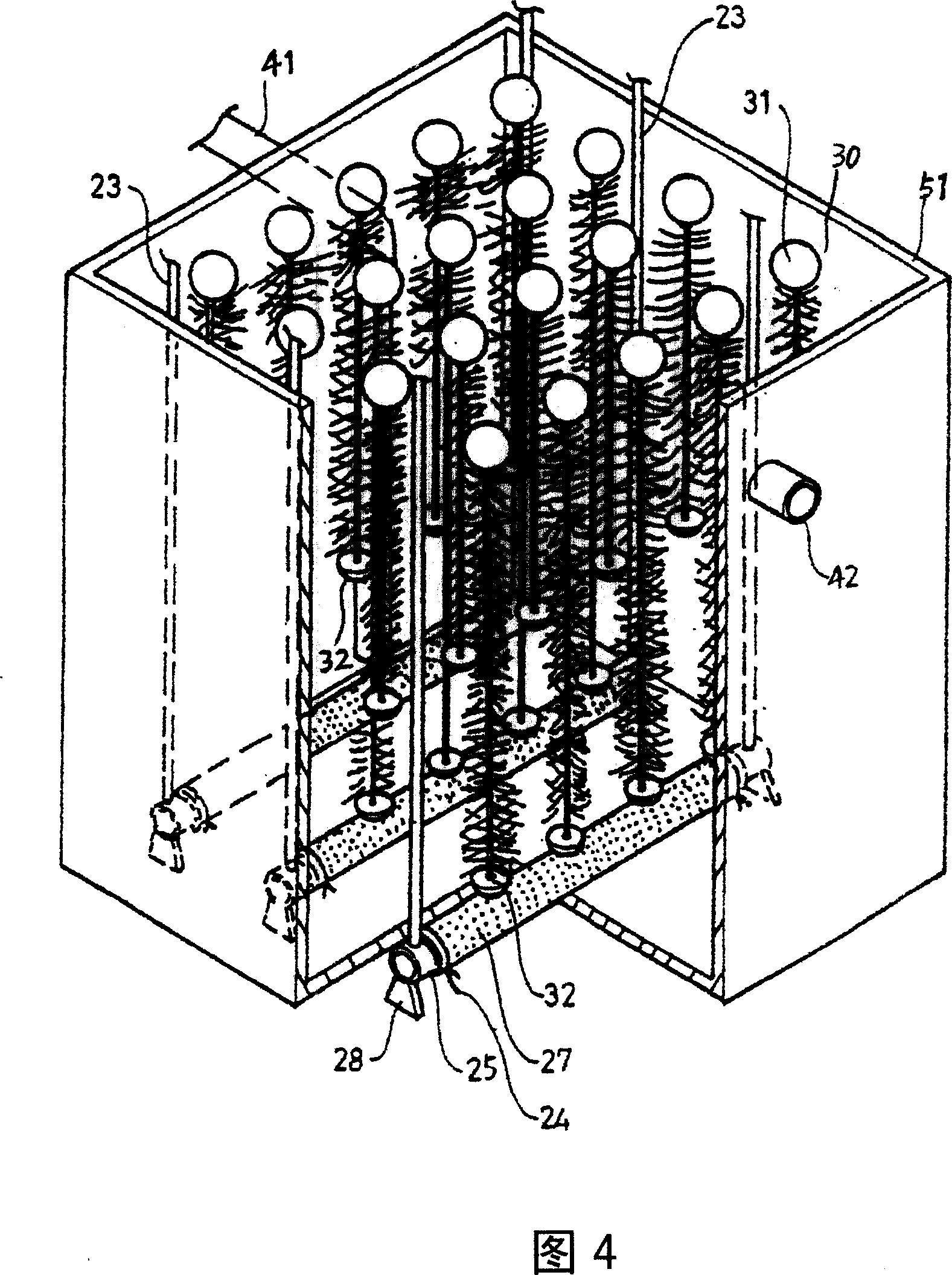 Device combining air feeding and biological connection and the formed water purifying system