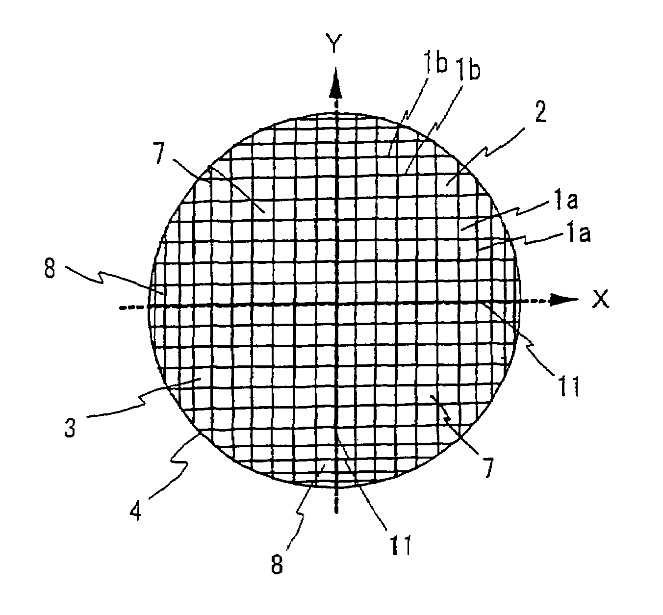 Honeycomb structure and die for forming honeycomb structure