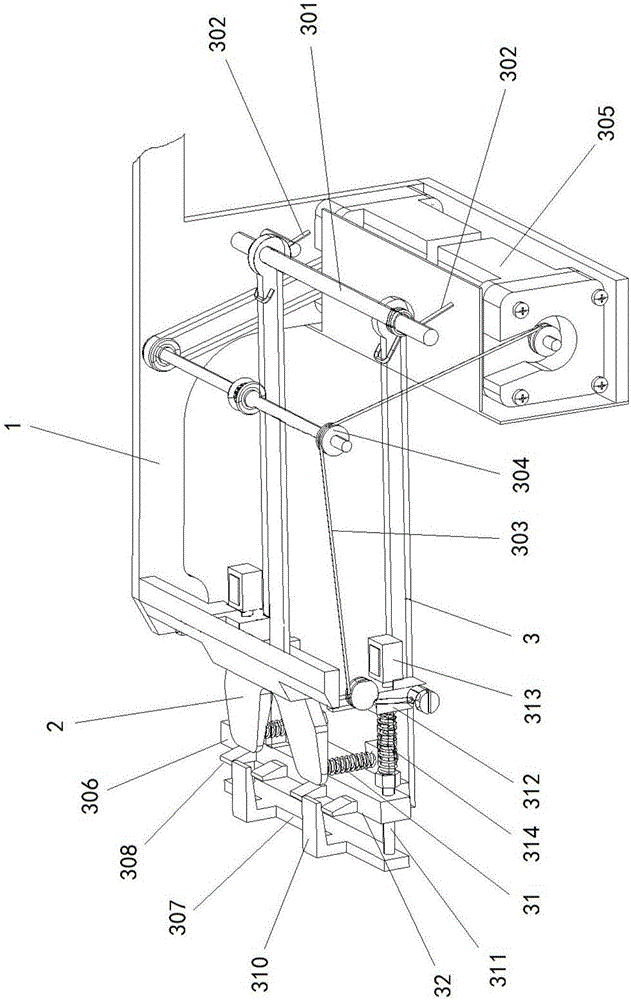 Bag opening and closing mechanism on novel bagging machine