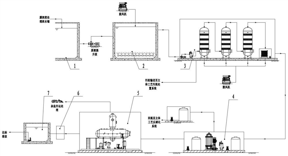 Membrane concentrated solution harmless treatment system and method